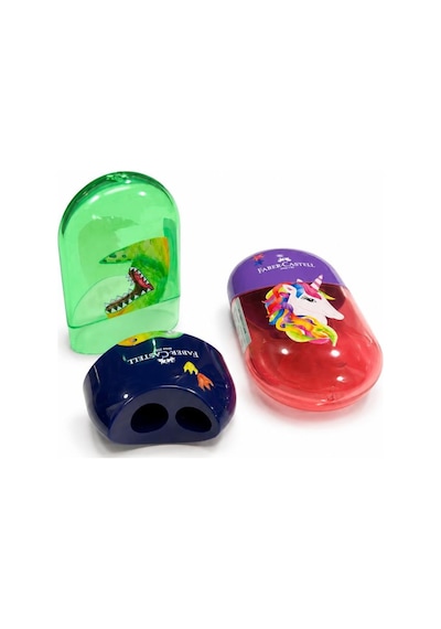 Faber Castell Kalemtraş Minibox Çift Hazneli Standart & Jumbo Pastel - 1 Adet