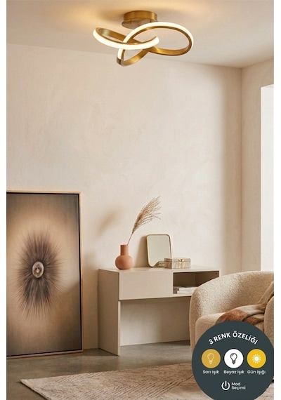 Snowflake Eskitme Plafonyer Led Avize 3 Renk Salon, Hol, Mutfak Ve Çocuk Odası İçin Altın