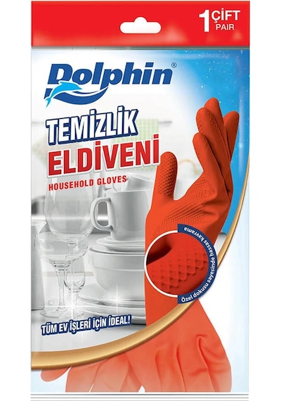 Lateks Temizlik Ve Bulaşık Eldiveni Kırmızı Orta (M) - 1 Çift