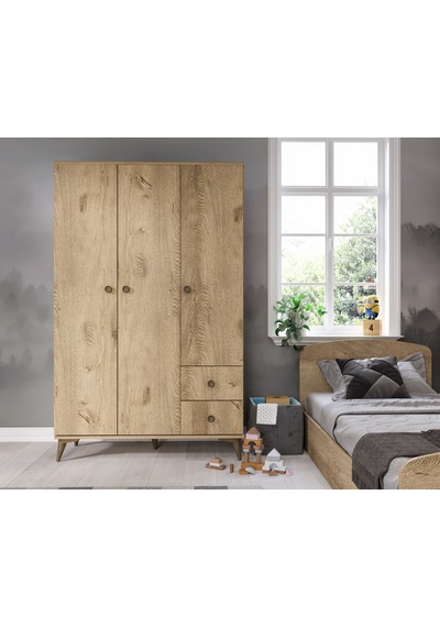 Soft Çocuk Odası Takımı Meşe - 3 Kapaklı 2 Çekmeceli Gardırop, Karyola, 3 Çekmeceli Şifonyer Soft Çocuk Odası Takımı Meşe - 3 Kapaklı 2 Çekmeceli Gardırop, Karyola, 3 Çekmeceli Şifonyer