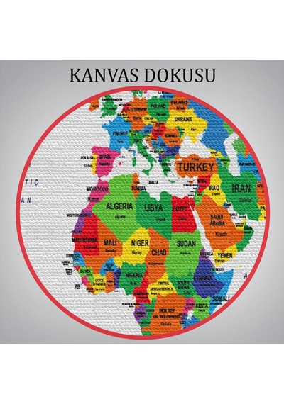 Es10 firstdate012 Dünya Haritası Dekoratif Kanvas Tablo Ülke ve Başkentli 1557 (95 x 165)