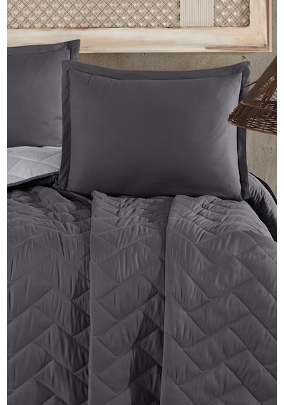 Microfiber Çift Kişilik Yatak Örtüsü Seti Aragon Antrasit
