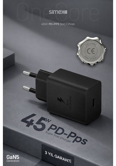 45W Samsung Uyumlu Süper Hızlı Şarj Aleti Type-C Güç Cihazı Adaptörü Başlığı S22 S23 S24 S25 S26 Ultra Plus
