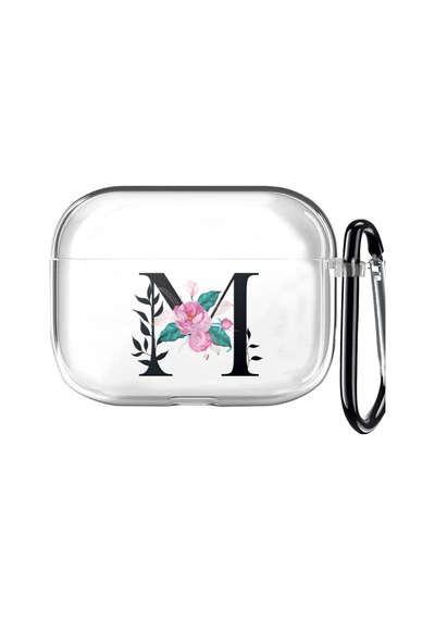 Apple Uyumlu AirPods Pro 2 Harf Tasarımlı Şeffaf Silikon Kılıf - M Şeffaf