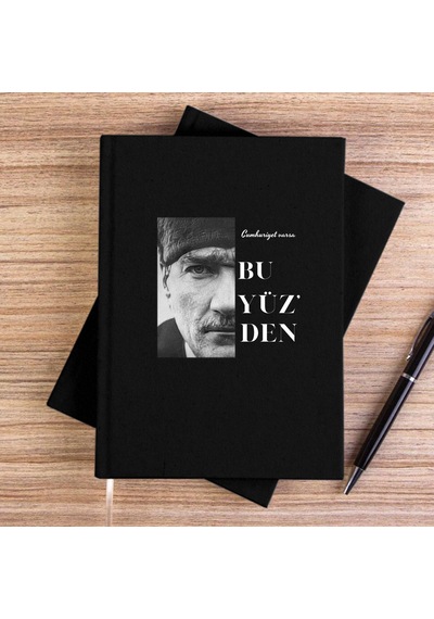 Atatürk Bu Yüz'den Siyah Çizgisiz Kanvas Defter