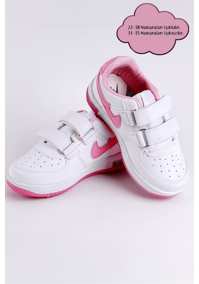Nese Shoes Işıklı Çocuk Ortopedik Destekli Sneaker Pembe-beyaz Pembe - Beyaz