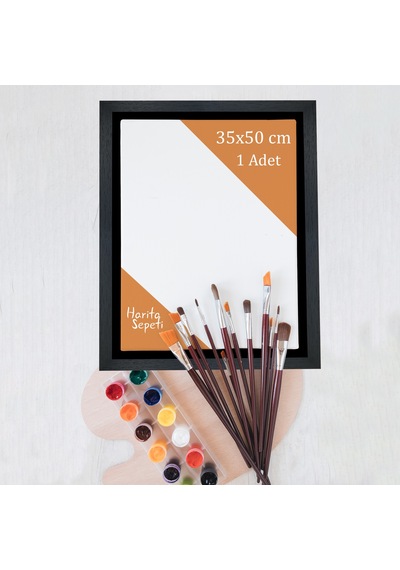 Siyah Çerçeveli Tuval 35 x 50 CM Yatay & Dikey Profesyonel %100 Pamuk Boş Tablo