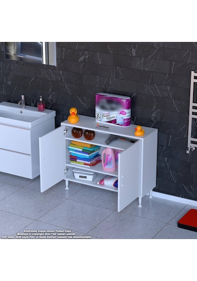Modilayn Söke Küçük Alanlar İçin Akıllı Çözümler 90x75x32,5 Cm Lik 2 Kapaklı 3 Göz Göz Raf Dolap Beyaz