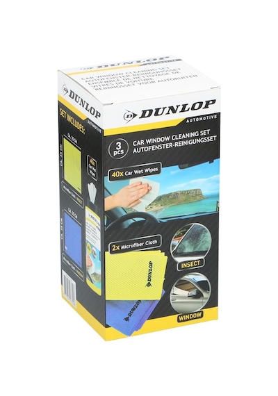 Dunlop Dun103 Cam Temizlik Seti 2 Adet Mikrofiber Bez 35x35 Cm 250 G/m² + 40 Adet Temizleme Mendili