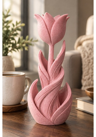 Spiral Lale Çiçeği Figürlü Dekoratif Biblo 60552451