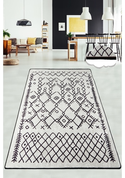 Chart Ekru 80X150 Cm Modern Yıkanabilir Kaymaz Taban Halı