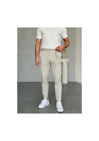 Genel Markalar Erkek Bej Jogger Pantolon Regular Fit Düz Paça Cepli Günlük Rahat Kesim Sarı