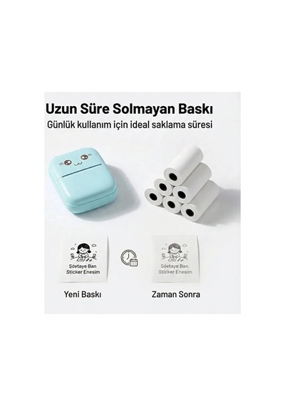 Kendinden Yapışkanlı Çocuk Kamera Baskı Kağıdı, 5 Li Rulo 57x25mm Baskı Termal Kağıt Rulo 1