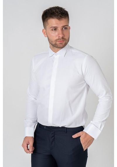 White Stone Roma G2023 Likralı Pamuklu Slim Fit Ata Yaka Gömlek Beyaz