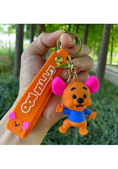 Winnie The Pooh Little Roo Figürü Anahtarlık Aksesuar Çanta Süsü Silikon 3d Çizgi Film Figürü Kahverengi