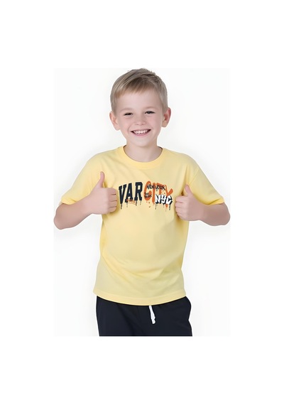Fyk Kids Erkek Çocuk Yazlık Varcity Baskılı Alt-üst Takım Sarı
