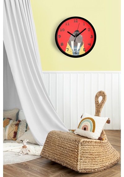 Sevimli Mors Çocuk Odası Duvar Saati - 25cm - Önü Camlı Siyah Kasa - Sessiz Mekanizma-jh1030 Siyah
