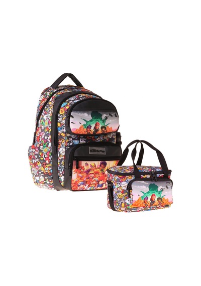 Kaukko Kids Aviator Erkek Çocuk Siyah İlkokul Sırt Çantası Ve Beslenme Çanta Seti - Setkk-l5424b