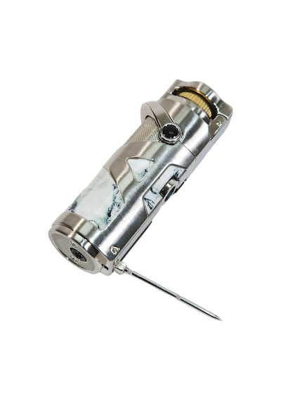 Parmida Tek Torch Pürmüz Gümüş Mermer Desenli Metal Puro Çakmağı - Tr9220