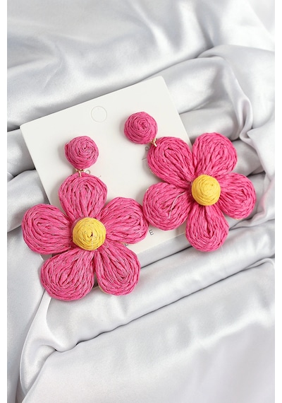 Mey İthalat Pirinç Pembe Papatya Model Gold Renk Kadın Hasır Küpe - Özel Seri Meyeb686cd3d5cff733cbbd04302c