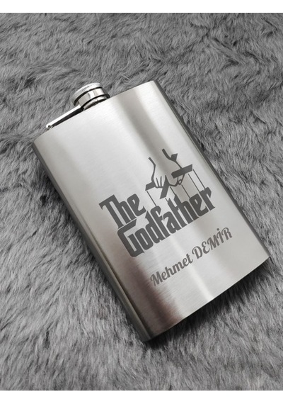 Kişiye Özel God Father 9 Oz Çelik Cep Matarası 266 Ml İçecek Cep Matarası Babaya Hediye Metalik