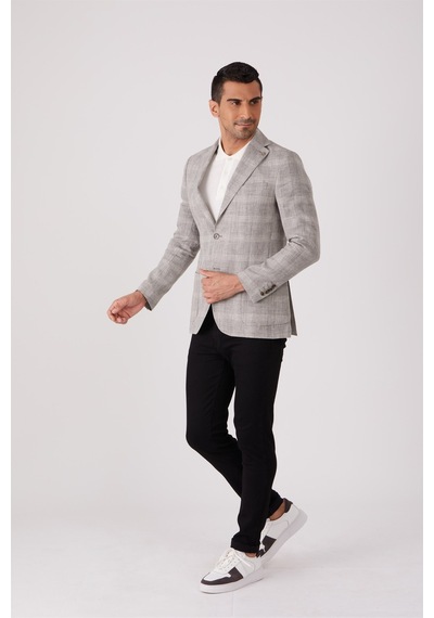 Dufy Gri Erkek Slim Fit Mono Yaka Ceket - 86413 Gri