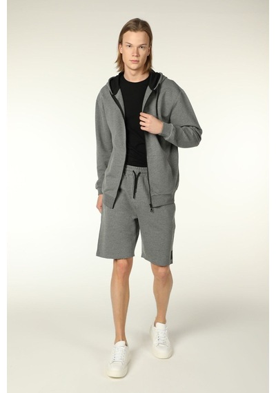 Defys Defy S Erkek Oversize Kapüşonlu Fermuarlı Cepli Sweatshirt Koyu Gri - 527577758 Koyu Gri