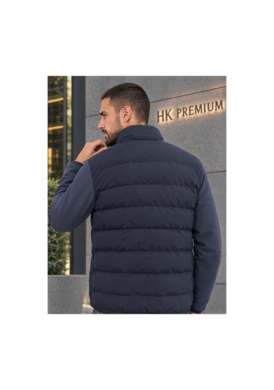 Hk Premium Oysho Kumaş Kollu Şişme Mont Su İtici Kışlık Lacivert