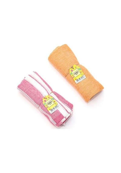 Pembe Ve Turuncu Yıkanmış Pamuk Peştemal Seti Açik Gri