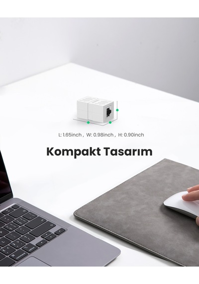Ugreen Rj45 Cat6 Cat7 Cat8 Ethernet Kablo Uzatma Aparatı Beyaz, 20311