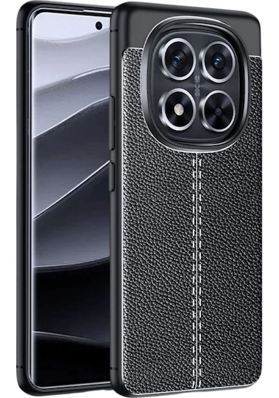 Poco X7 Uyumlu Silikon Kılıf Deri Desenli Kamera Korumalı Darbe Emici Autofocus Kapak