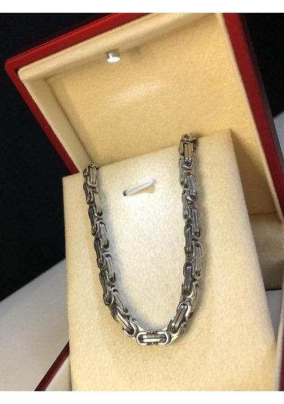 4.5mm Kral Erkek Çelik Beyaz Set Işıklı Kutuda Sevgiliye Eşe Babaya Bileklik Kolye Beyaz