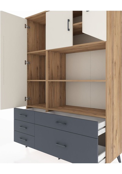 Hyperion Dolap 7 Raflı 5 Çekmeceli 3 Kapaklı 132x44x195 Çam-aytaşı/antrasit Aytası/antrasıt Hyperion Dolap 7 Raflı 5 Çekmeceli 3 Kapaklı 132x44x195 Çam-aytaşı/antrasit Aytası/antrasıt
