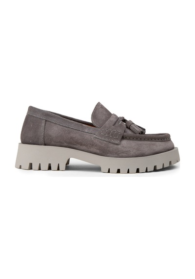 Deery Kadın Hakiki Süet Gri Püsküllü Loafer - 02035zgrıc01