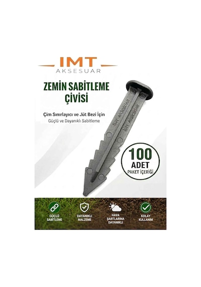 Çim Ayırıcı Ve Jüt Bezi Kazığı 100 Adet Çim Sınırlayıcı Zemin Sabitleme Çivisi Siyah