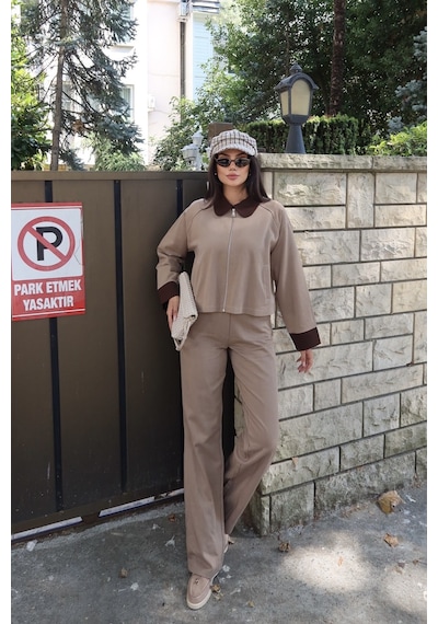 Kechi Woman Gabardin Kumaş Pantolon Bej