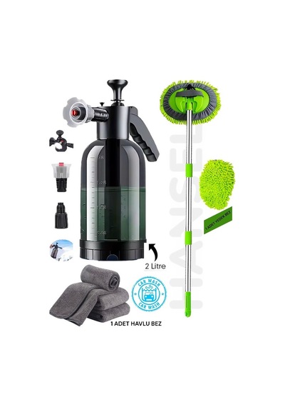 3'lü Set Ultra Basınçlı Oto Yıkama Pompası Köpük Yapıcı +mikrofiber Bez+şönil Araba Yıkama Fırçası