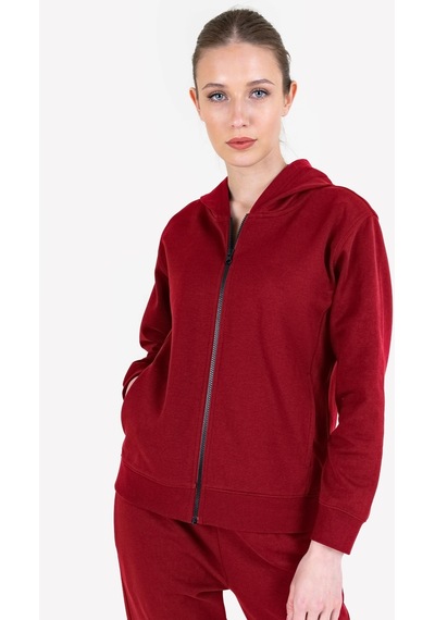 Lescon Kadın Fermuarlı Kapüşonlu Sweatshirt 23N-2219 Kırmızı