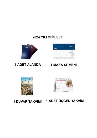 2024 Ofis Set Ajanda-masa Sümeni-duvar Takvimi-masa Takvimi Çok Renkli