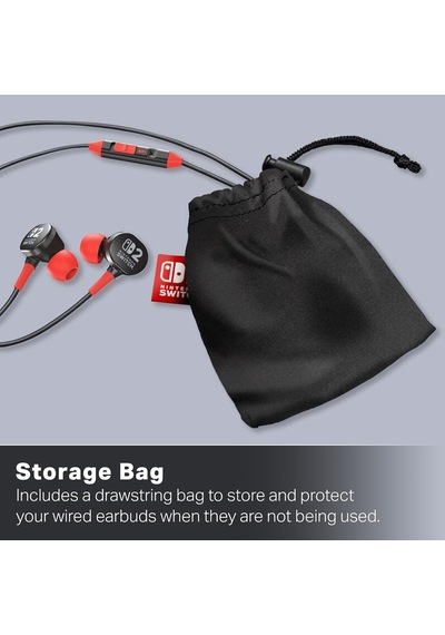 Wired Earbuds For Nintendo Switch 2- Black, Officially Licensed, 8 Mm Speaker Drivers, İn-ear Design, 3 Swappable Tips, Includes Drawstring Storage Bag