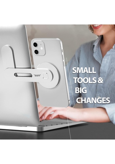 Buff Bl16 Magsafe Uyumlu Laptop Telefon Tutucu Gümüş, Mıknatıslı Bilgisayar Ekran Tutucu