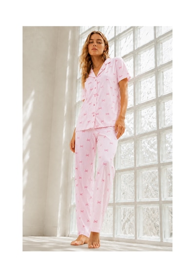 Fit Women Kadın Genç Loose İpliği Boyalı Pembe Pijama Takımı