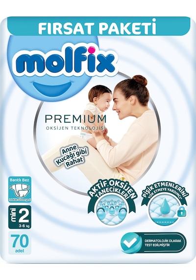 Molfix Premium Bebek Bezi Beden:2 3-6kg Mini Aylık Ultra 210 Adet 3'lü