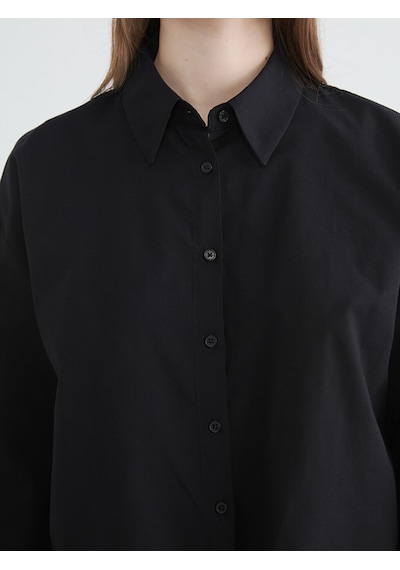 Lcw Modest Siyah Loose Fit Kadın Gömlek