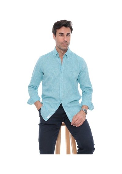 Slim Fit Uzun Kol Yaka Düğmeli Nefes Alan Keten Hediye Kutulu Erkek Gömlek Fs-004548 - Koyu Mint-3223 Slim Fit Uzun Kol Yaka Düğmeli Nefes Alan Keten Hediye Kutulu Erkek Gömlek Fs-004548 - Koyu Mint-3223