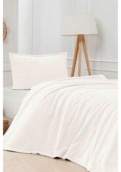Merinos Modern Line Çift Kişilik Battaniye Seti Krem Krem