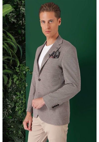 Efor Comfort Fit Kırçıllı Dokuma Pamuklu Casual Vizon Ceket C 665 Vizon