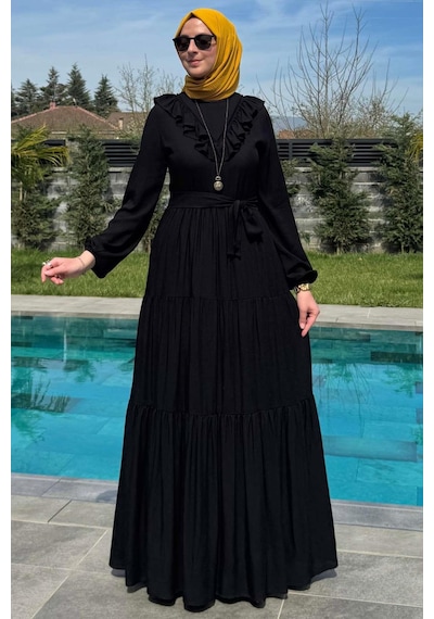 Rabia Şamlı Jale Elbise Siyah Normal