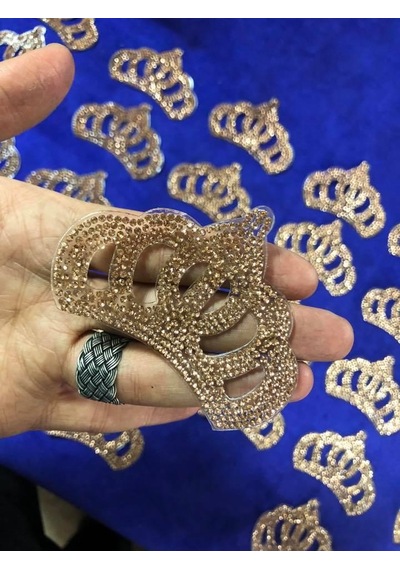 Kristal Sarı Taşlı Taç 8x5 Cm - Şapka Kıyafet Taşlı Aksesuar Altın