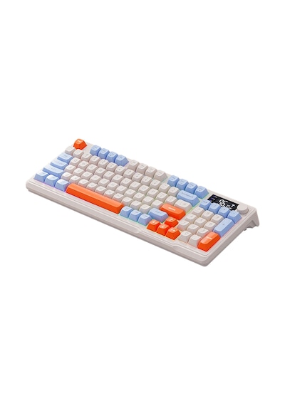 M96 Kablosuz 2.4ghz Kablosuz + Bt Çift Modlu Klavye Led Ekranlı Oyun Klavyesi İle Pbt Knob Rainbow